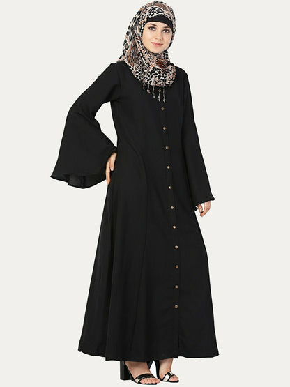 Black Solid Abaya Burqa – Modest & Elegant Islamic Wear for Women
