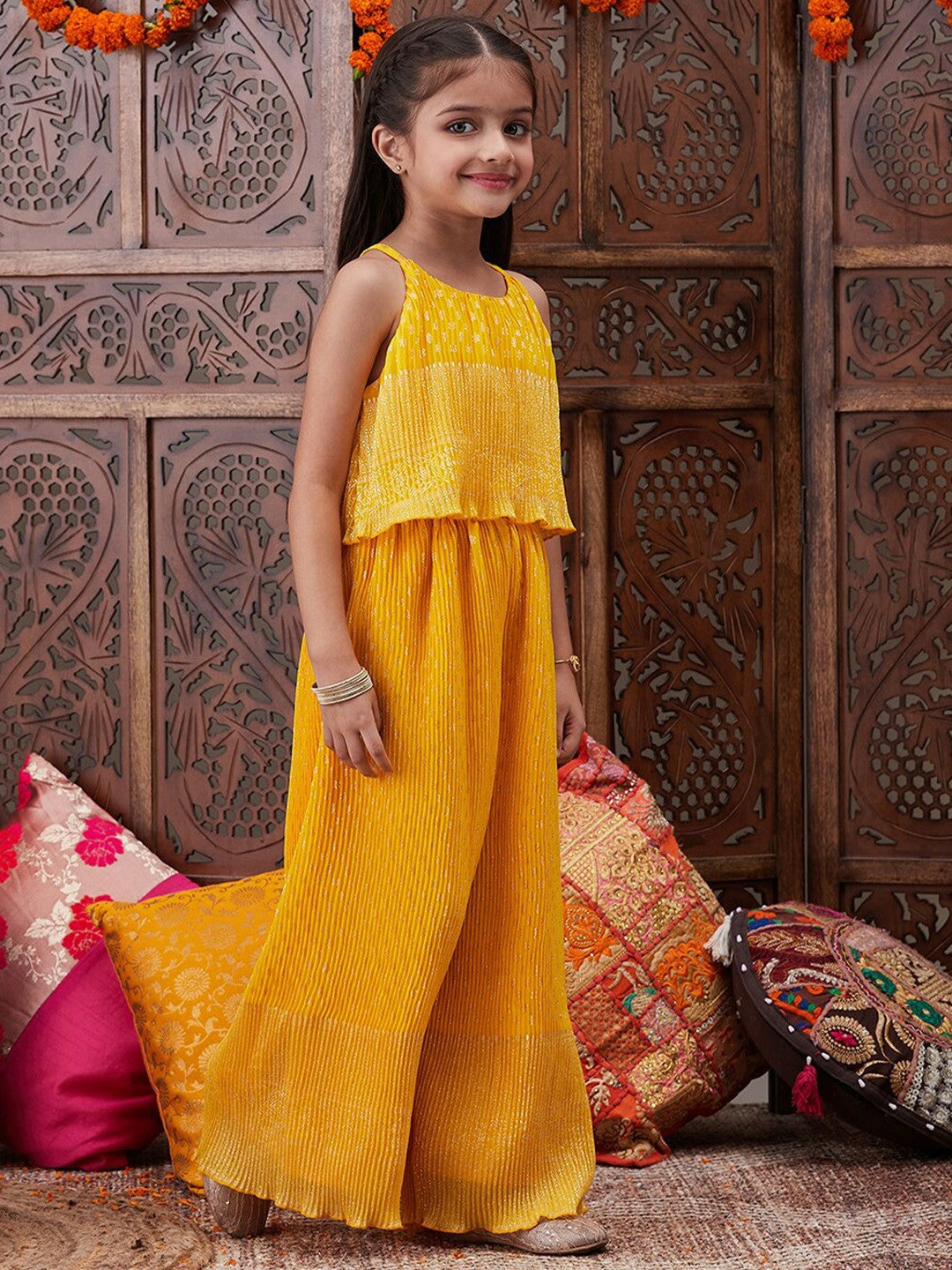 Buy Stylish Yellow Girls' Clothing Set – Top & Palazzo | Indiaista