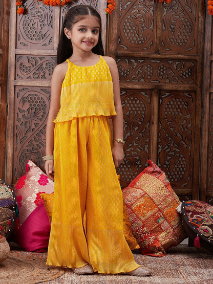 Buy Stylish Yellow Girls' Clothing Set – Top & Palazzo | Indiaista