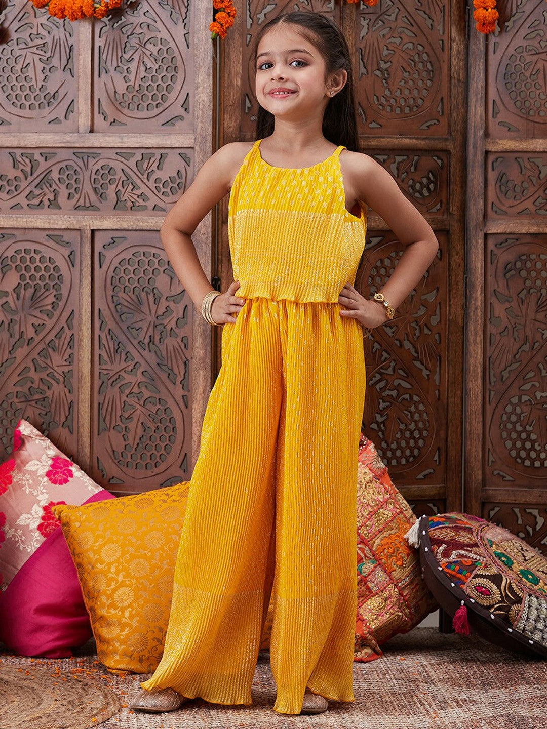 Buy Stylish Yellow Girls' Clothing Set – Top & Palazzo | Indiaista