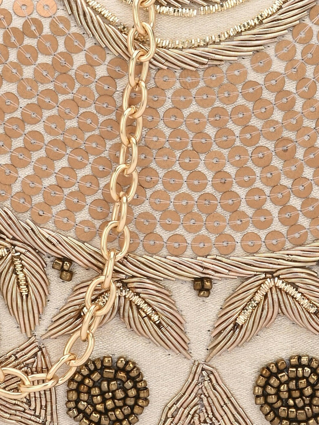 Gold Embellished Box Clutch with Shoulder Strap