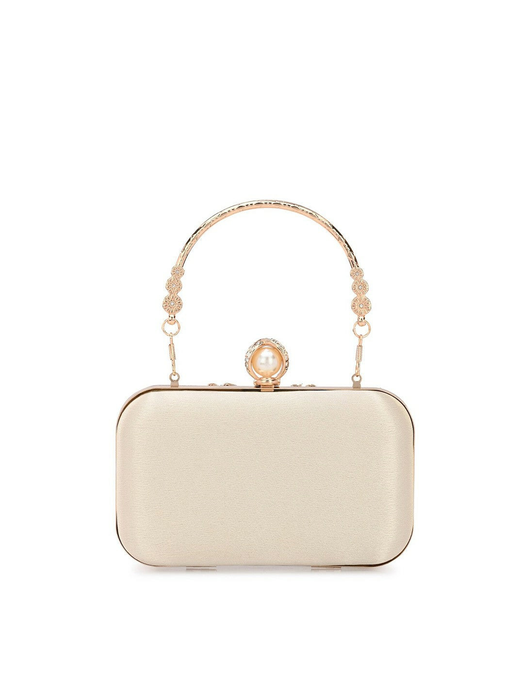 Gold Embellished Box Clutch with Shoulder Strap