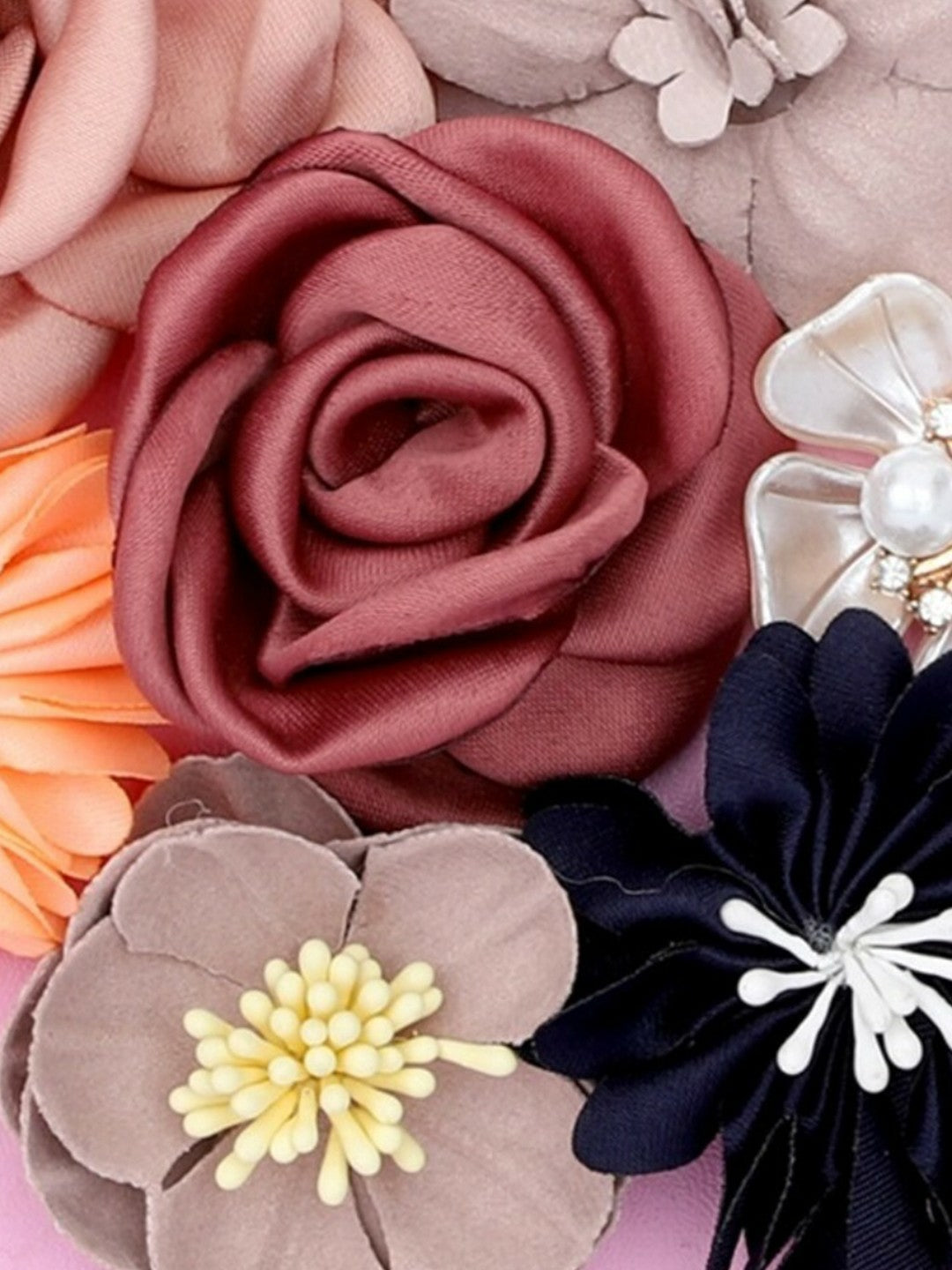 Floral Embellished Pink & Grey Box Clutch with Strap