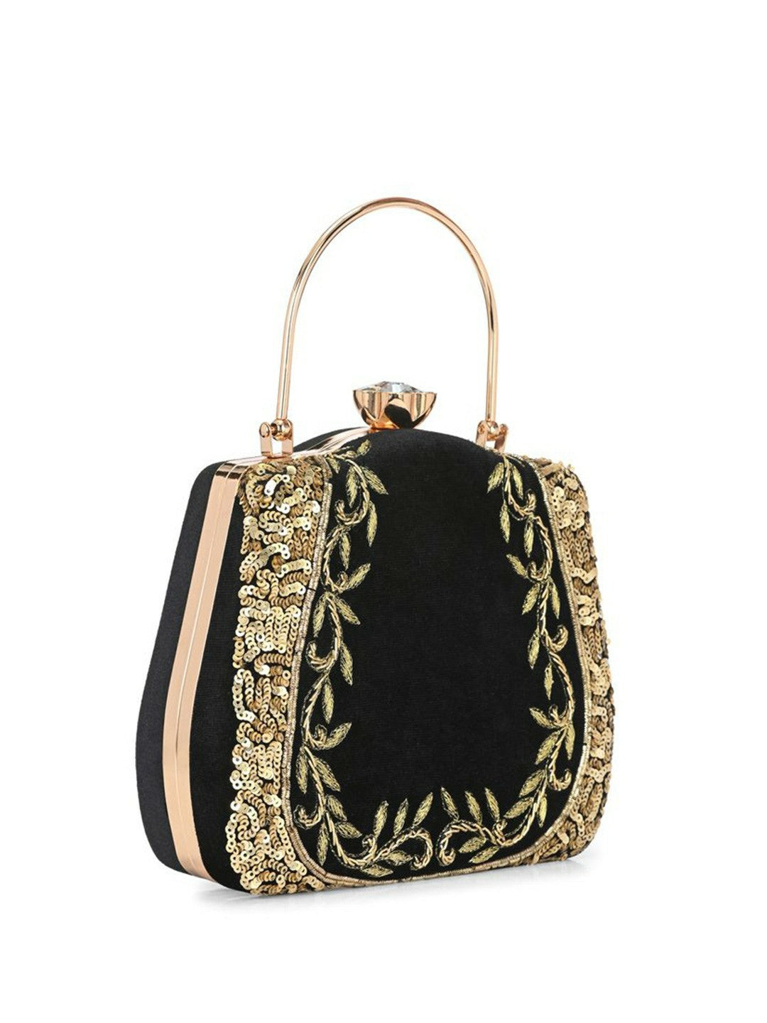 Embellished Box Clutch – Black & Yellow