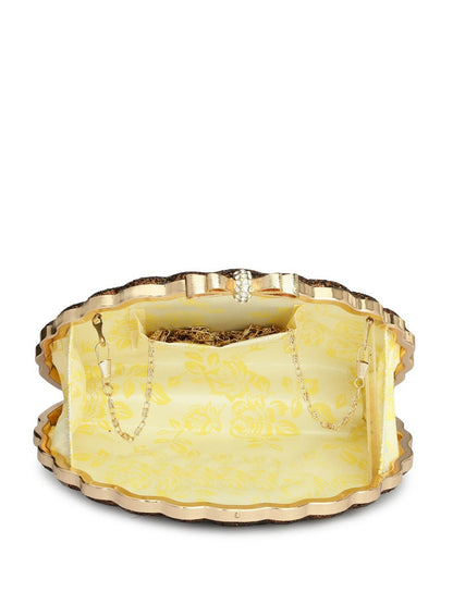 Copper & Gold Embellished Box Shell Clutch