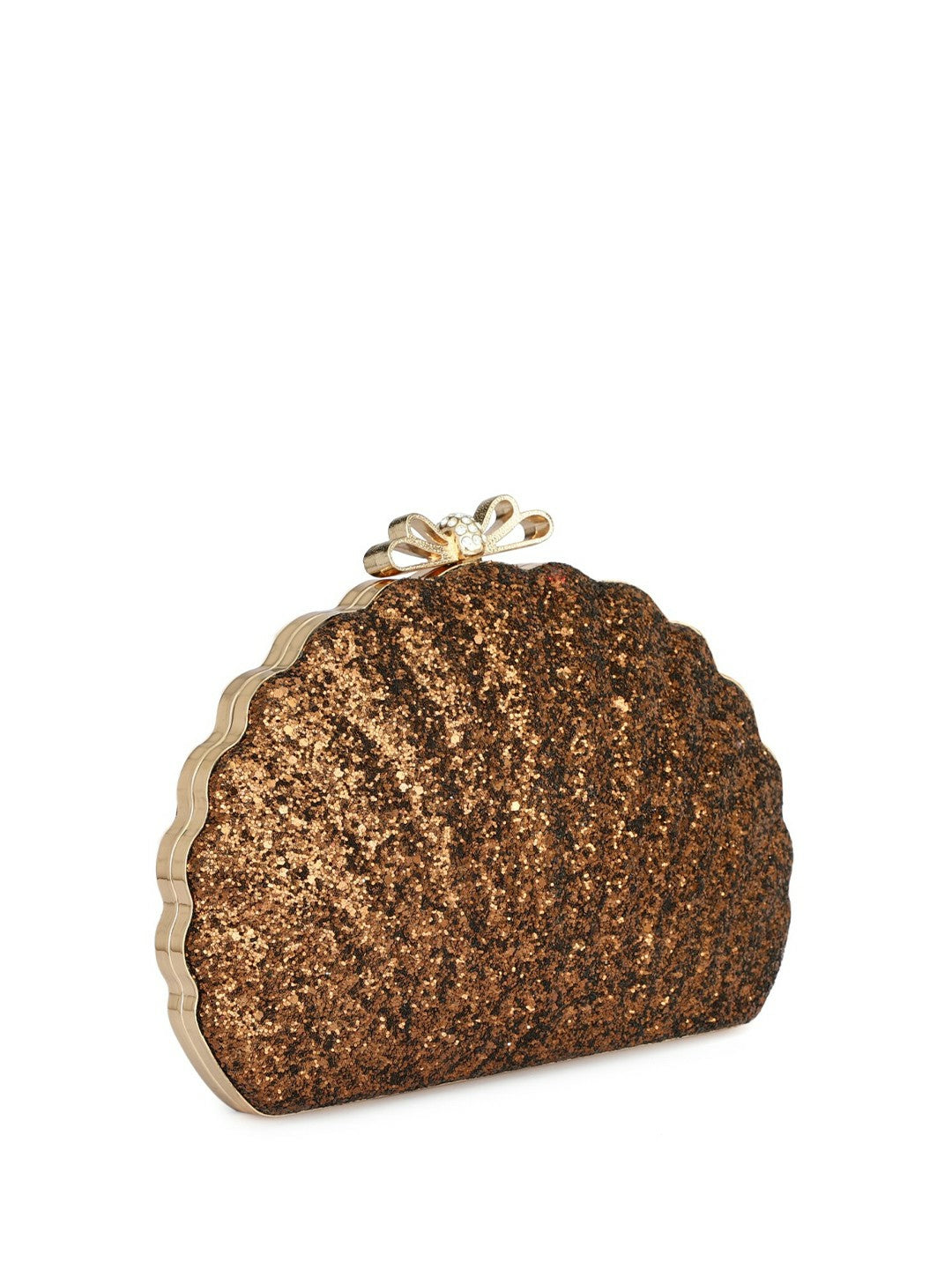 Copper & Gold Embellished Box Shell Clutch