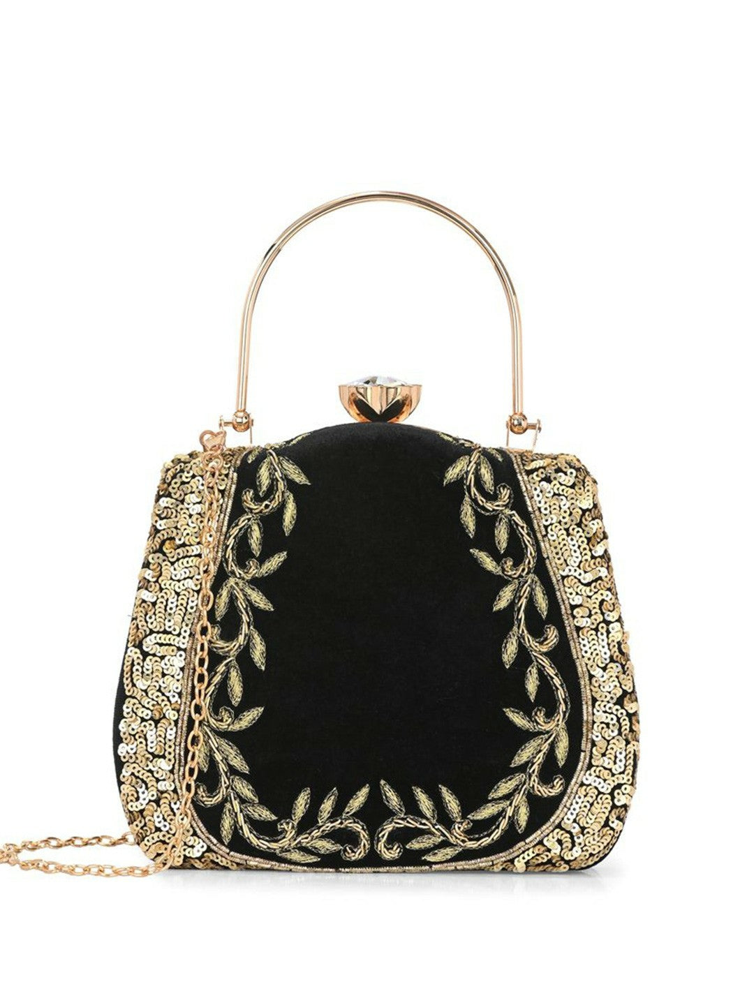 Embellished Box Clutch – Black & Yellow