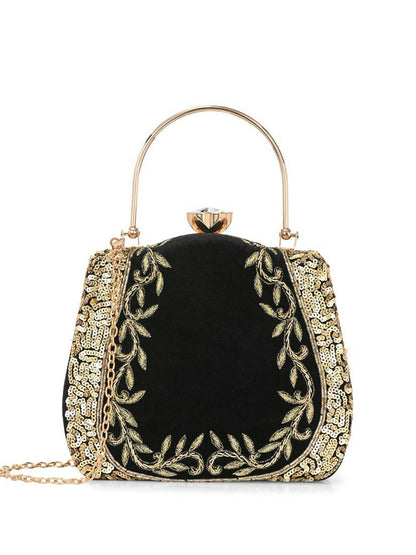 Embellished Box Clutch – Black & Yellow