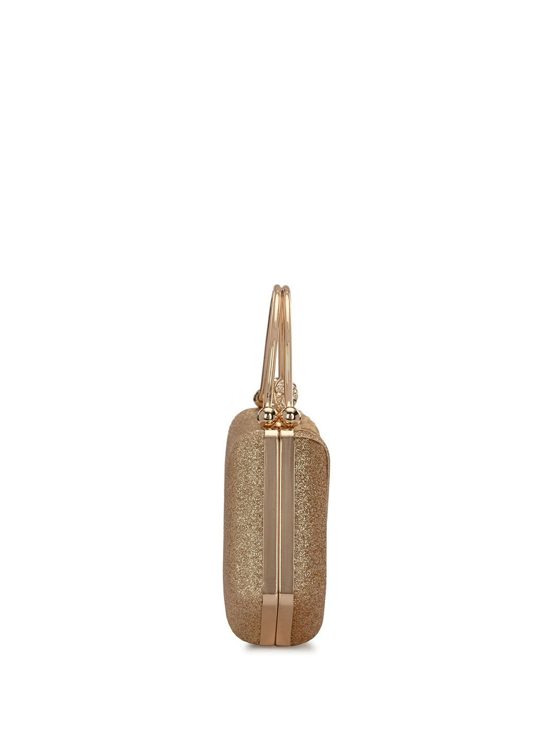 Gold Embellished Box Clutch with Shoulder Strap