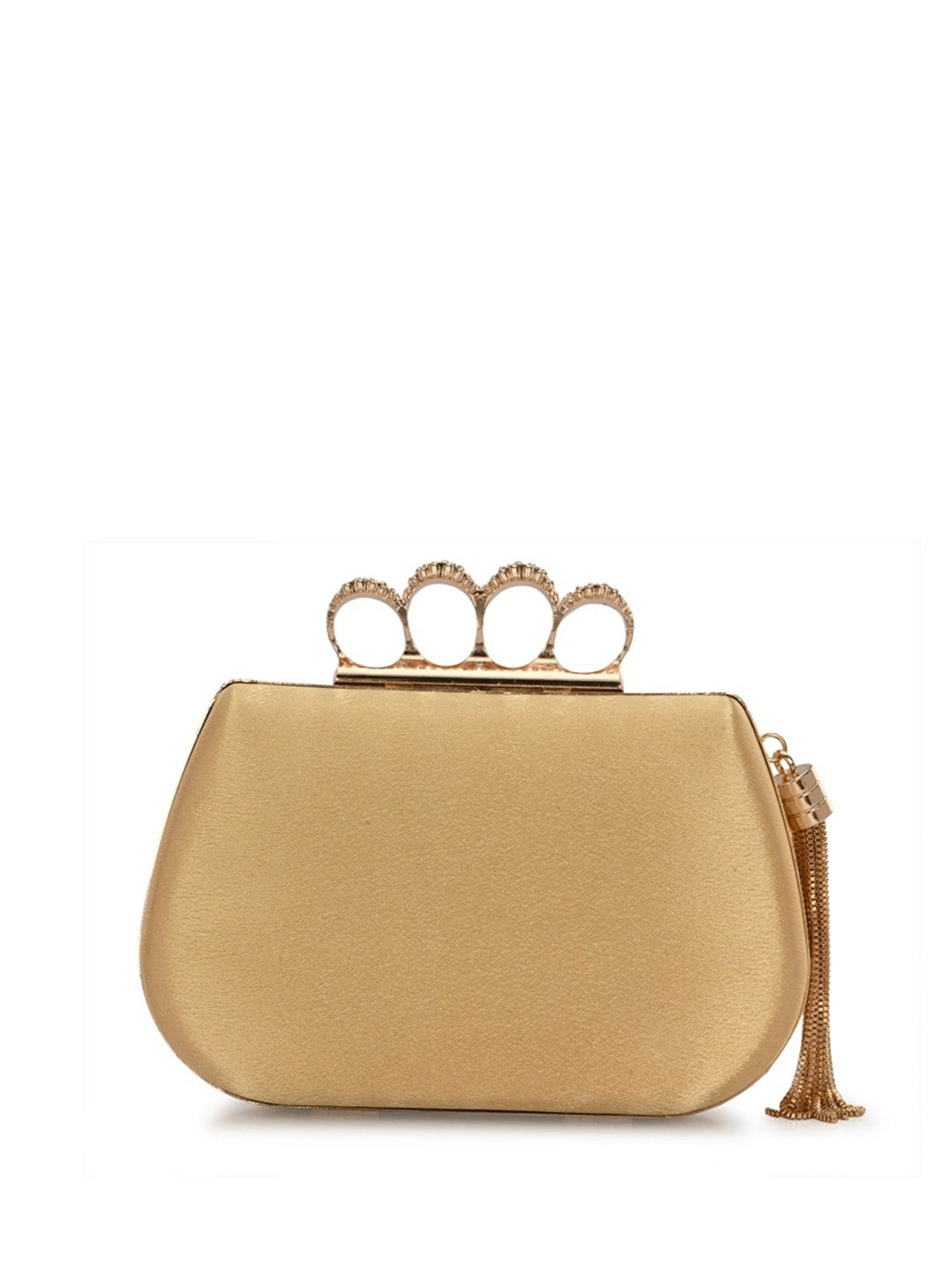 Gold Embellished Box Clutch with Shoulder Strap