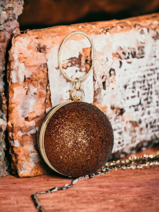 Copper & Gold Embellished Box Clutch with Shoulder Strap