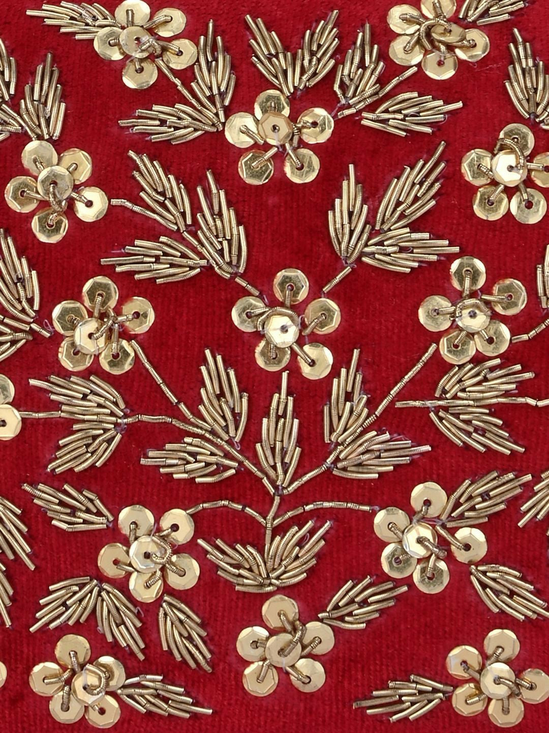 Red Embellished Box Clutch with Strap & Dual Compartments