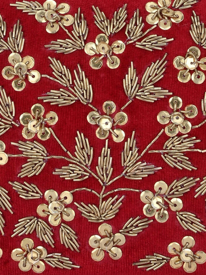 Red Embellished Box Clutch with Strap & Dual Compartments