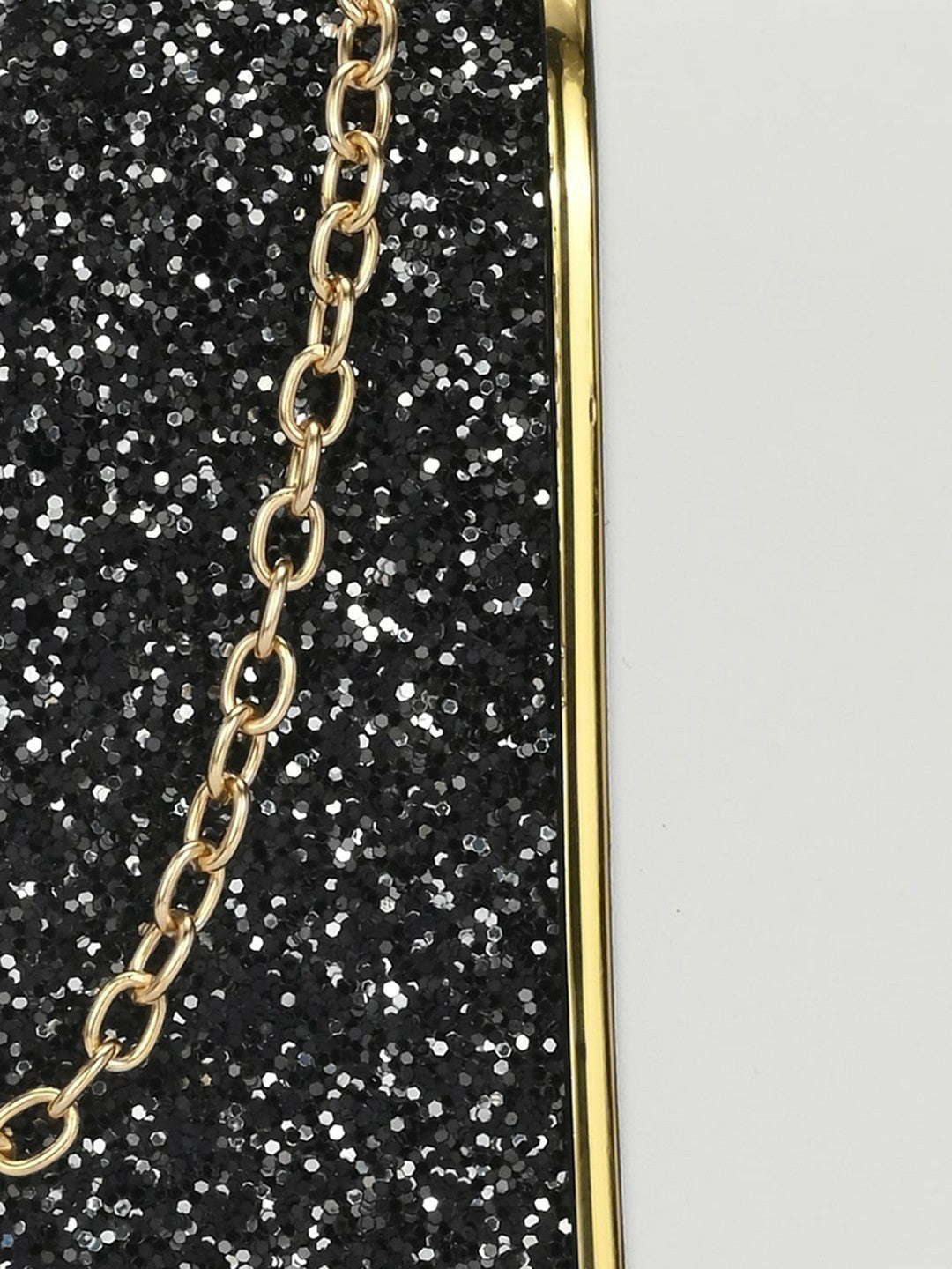 Black & White Colourblocked Embellished Box Clutch