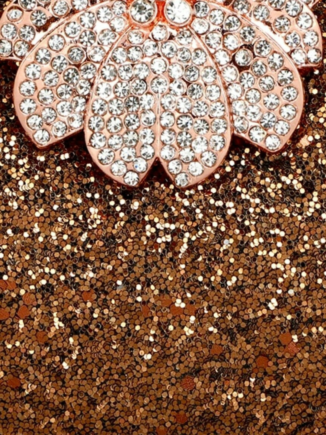 Copper & Cream Embellished Half Moon Clutch