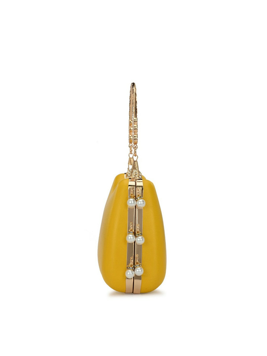 Yellow & Gold Embellished Box Clutch with Shoulder Strap