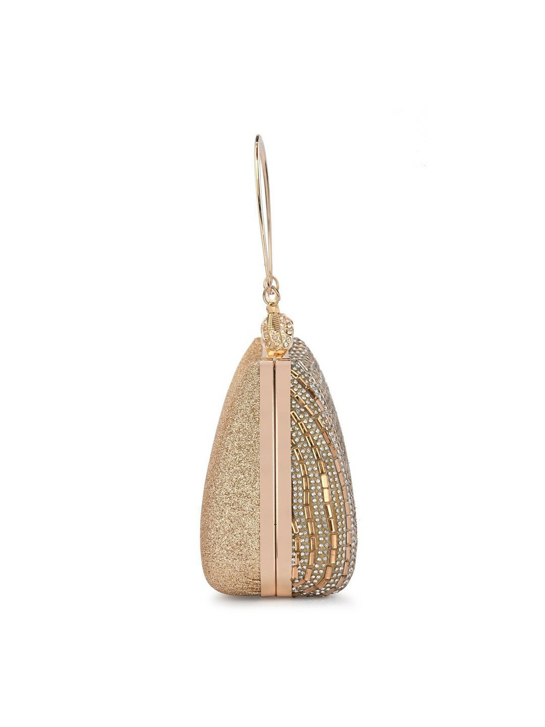 Gold Embellished Wrist Loop Box Clutch