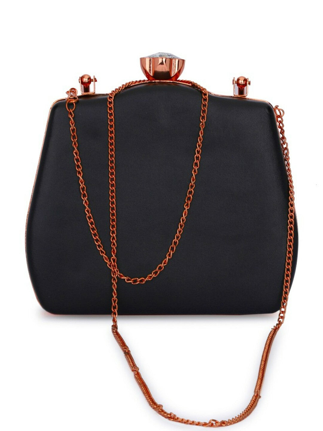 Black & Pink Embellished Box Clutch with Shoulder Strap