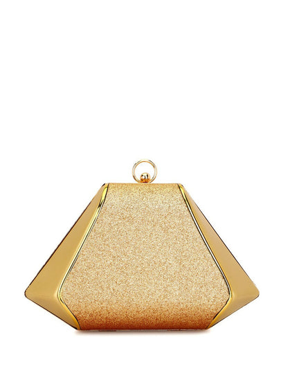 Gold Embellished Box Clutch with Shoulder Strap