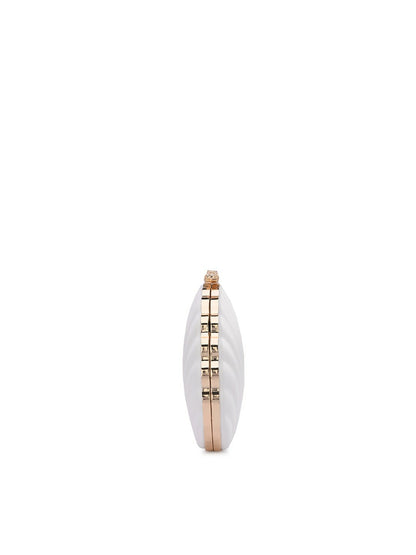 White Embellished Box Clutch with Shoulder Strap