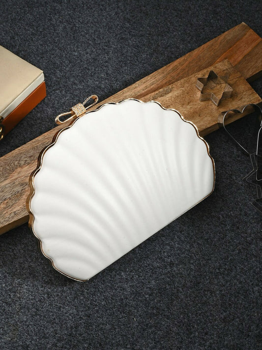 White Embellished Box Clutch with Shoulder Strap