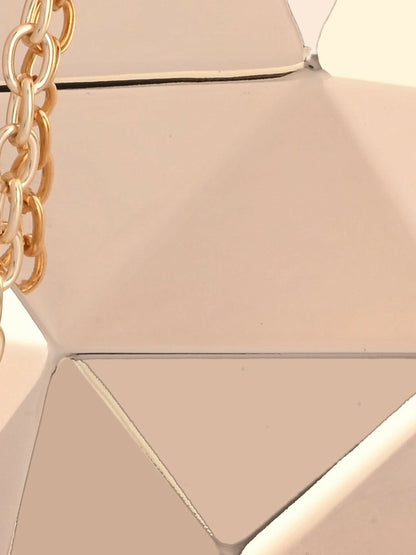 Gold-Toned Embellished Box Clutch with Shoulder Strap