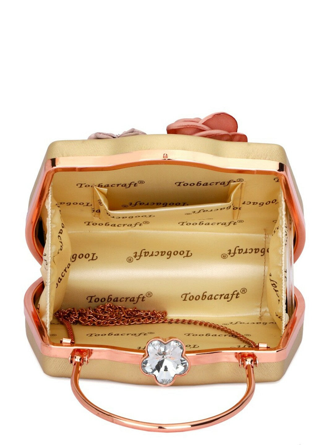 Gold & Black Embellished Party Purse with Shoulder Strap