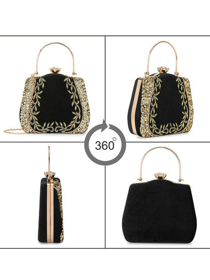 Embellished Box Clutch – Black & Yellow