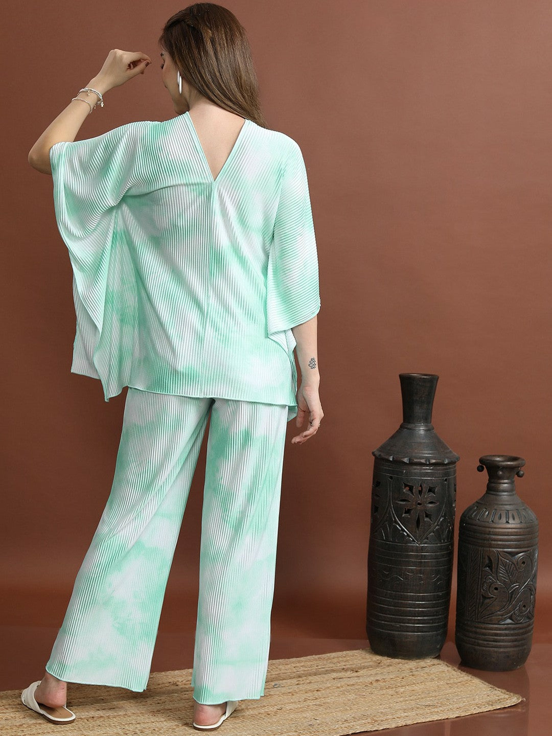 Sea Green Women’s Co-ord Set – Kaftan Top & Palazzo | Stylish Ethnic Wear – Indiaista