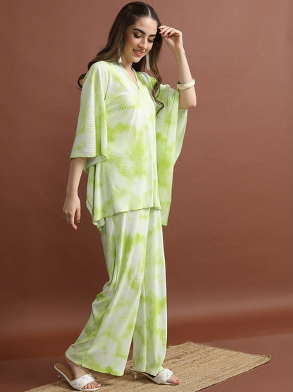 Lime Green Women’s Co-ord Set – Kaftan & Palazzo | Stylish Ethnic Wear – Indiaista