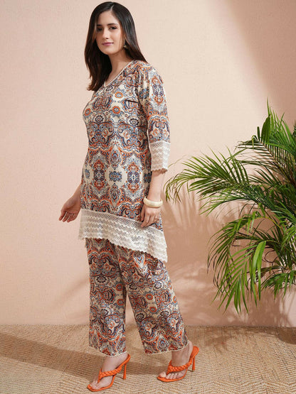 Stylish Women’s Printed Co-Ord Set – V-Neck Top & Trouser | Indiaista