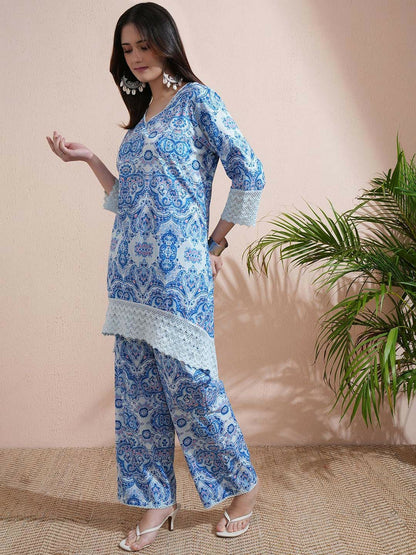 Women’s Printed Co-ord Set – Stylish V-Neck Top & Trouser | Indiaista