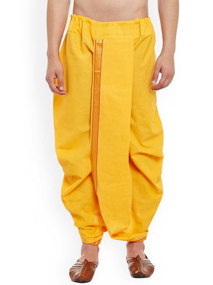 Buy Men’s Yellow Dhoti Pants with Zari Woven Detail | IndiaIsta