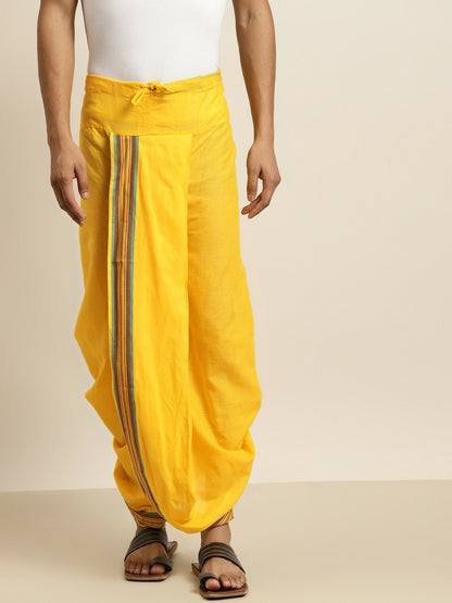 Buy Men’s Yellow Solid Cotton Dhoti Pants – Stylish & Comfortable | Indiaista