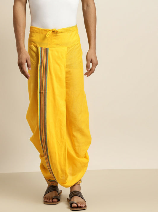 Buy Men’s Yellow Solid Cotton Dhoti Pants – Stylish & Comfortable | Indiaista