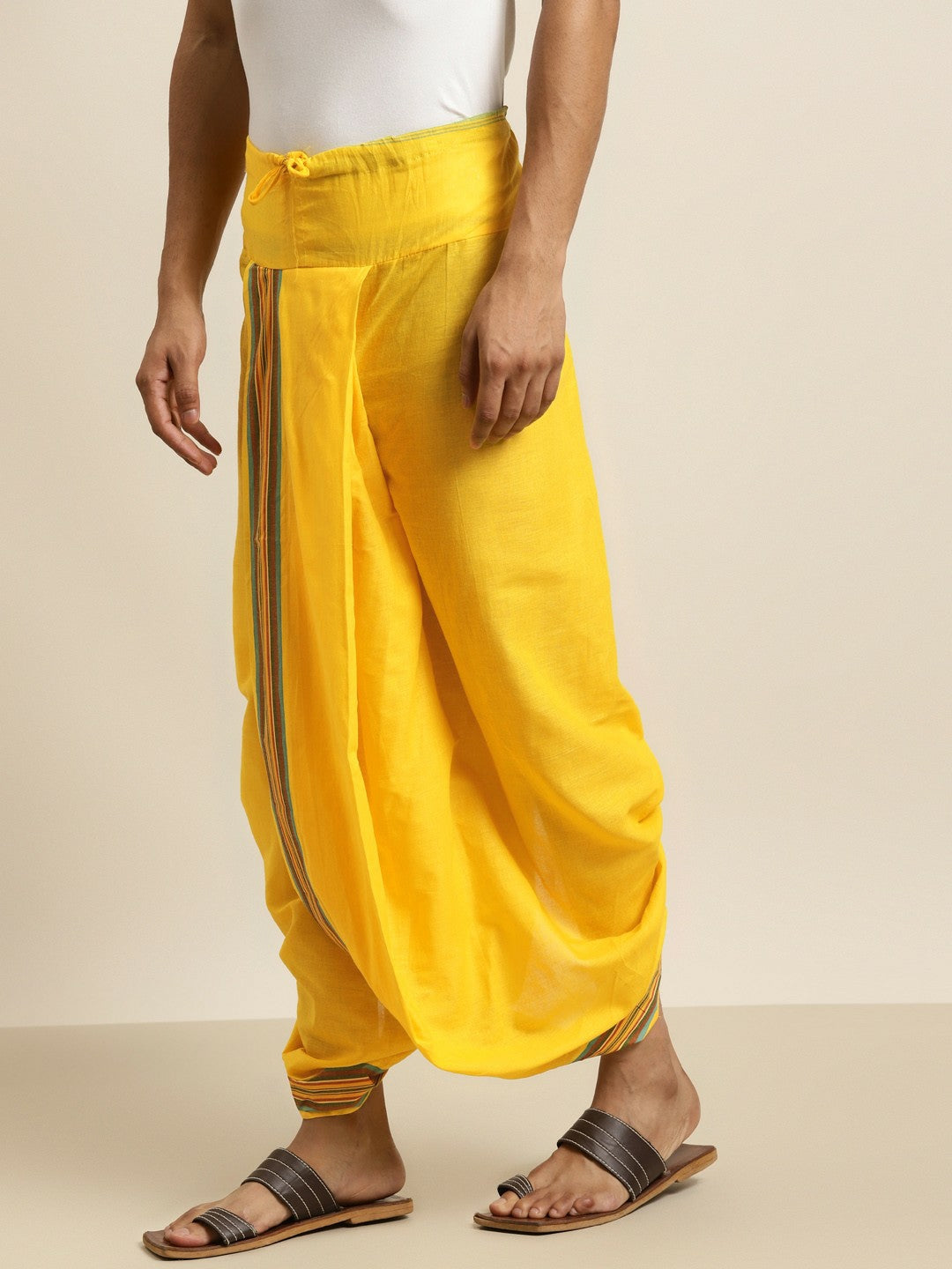 Buy Men’s Yellow Solid Cotton Dhoti Pants – Stylish & Comfortable | Indiaista