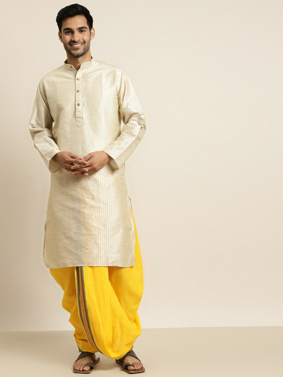 Buy Men’s Yellow Solid Cotton Dhoti Pants – Stylish & Comfortable | Indiaista