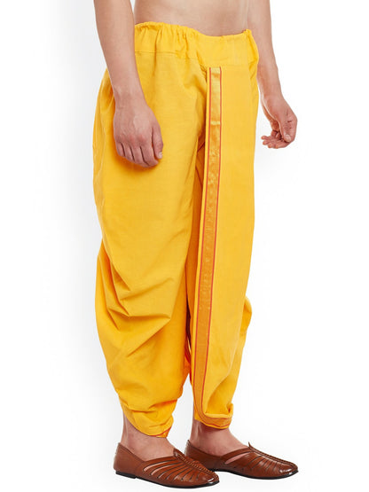 Buy Men’s Yellow Dhoti Pants with Zari Woven Detail | IndiaIsta