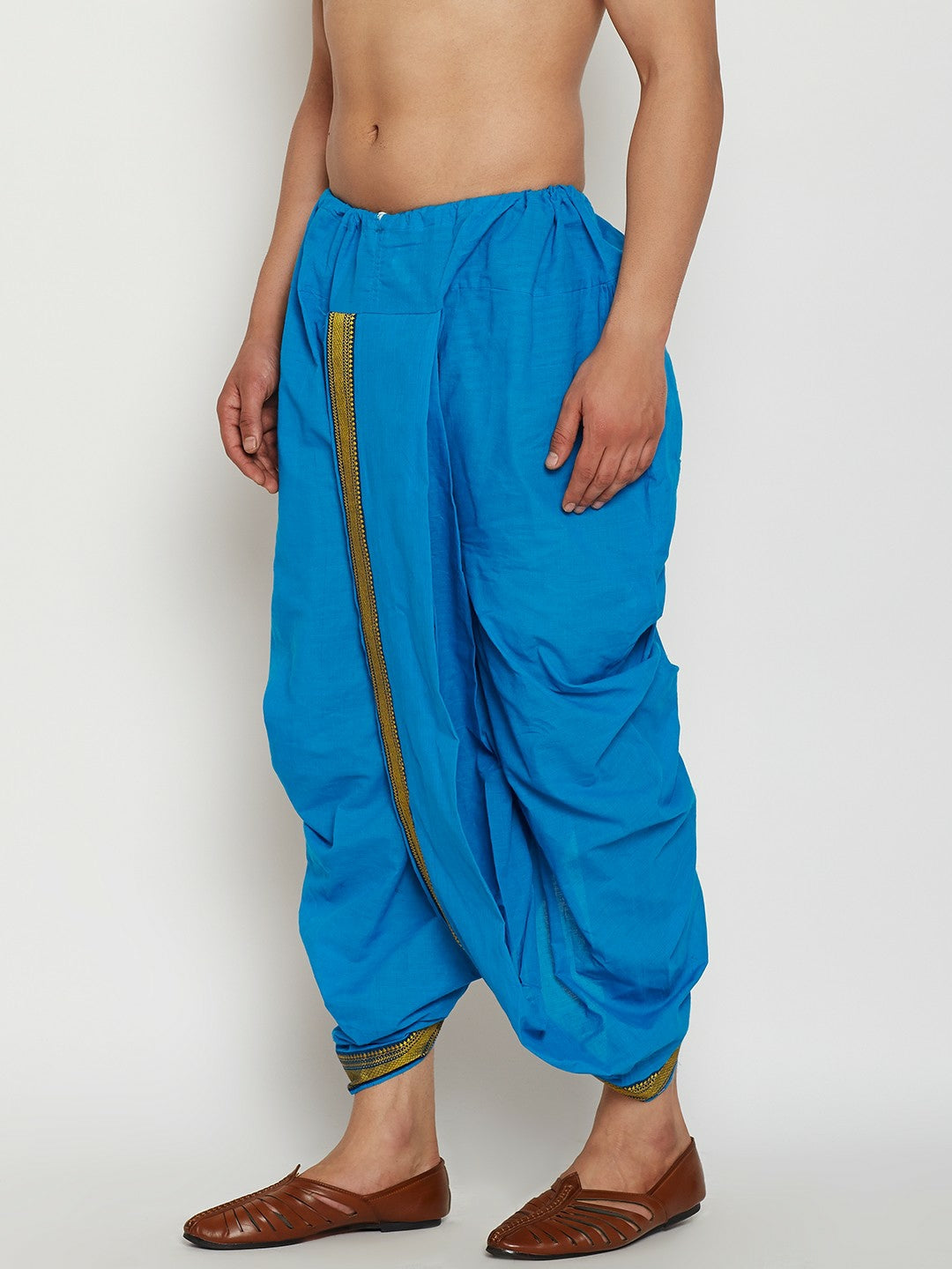 Buy Men’s Blue Dhoti Pants with Zari Woven Detail | Indiaista