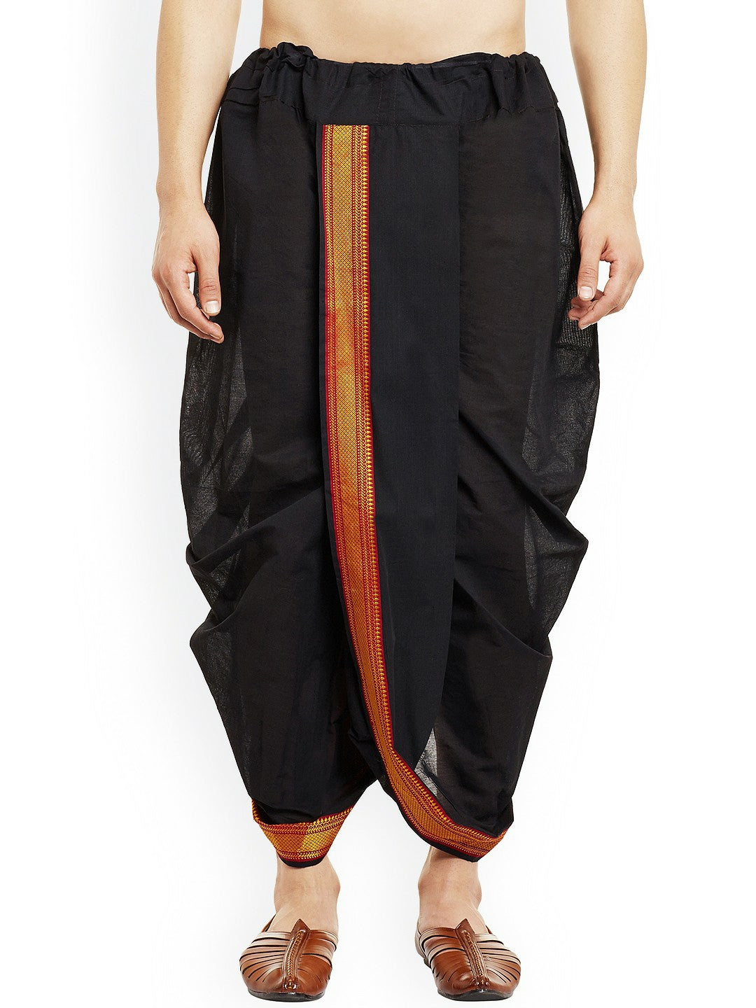 Men Black Dhoti Pants with Zari Woven Detail – Traditional & Stylish | Indiaista