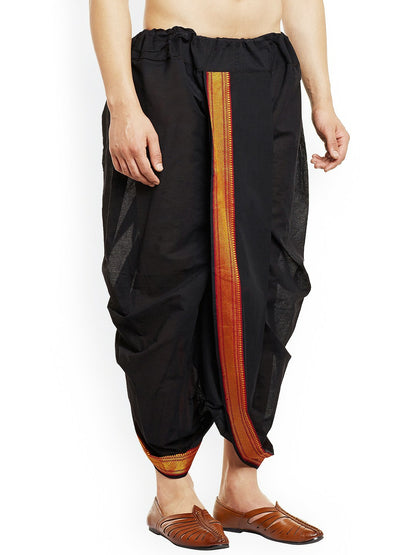 Men Black Dhoti Pants with Zari Woven Detail – Traditional & Stylish | Indiaista