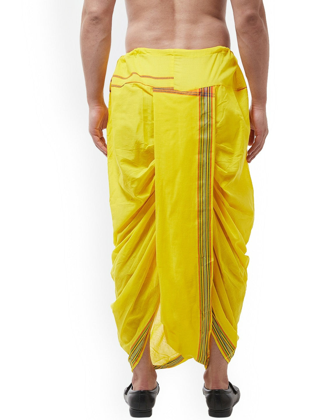 Men’s Yellow Solid Stitched Dhoti with Zari Border – Traditional Ethnic Wear | Indiaista