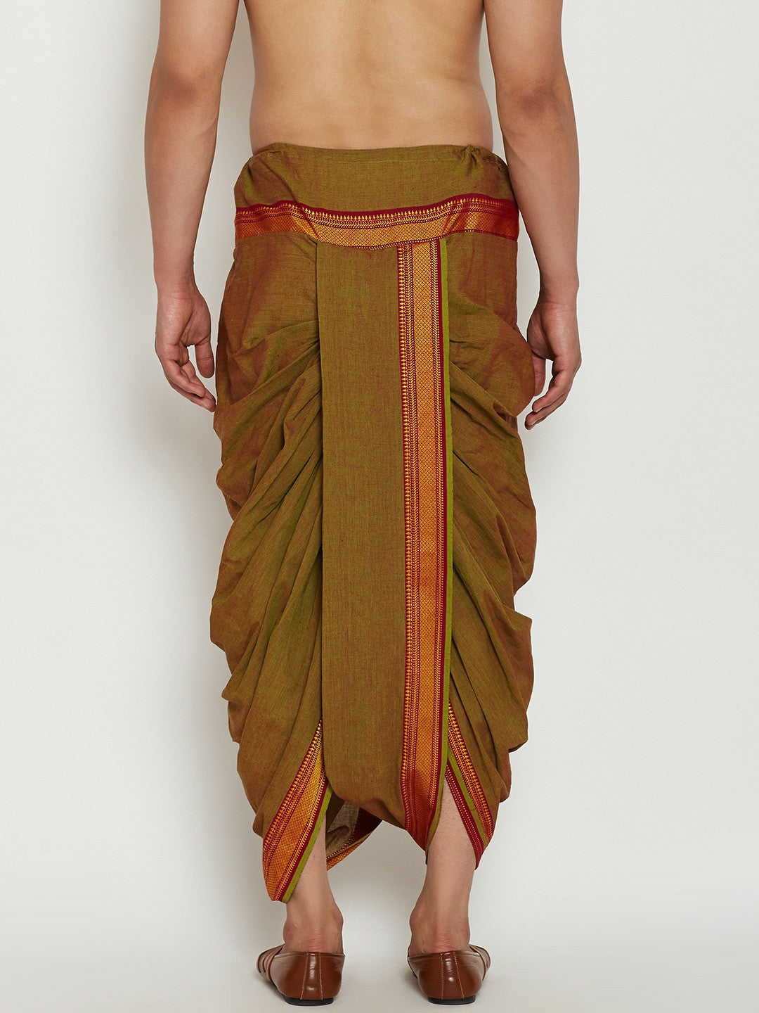 Buy Men’s Green Dhoti Pants with Zari Woven Detail – Stylish & Comfortable | Indiaista