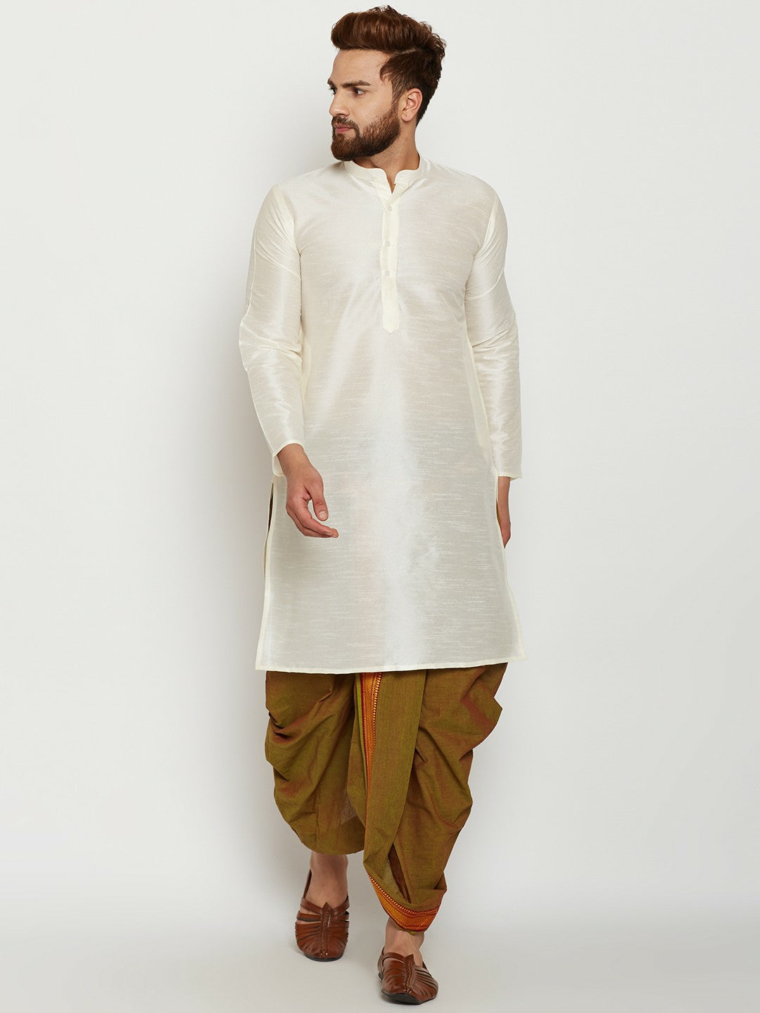 Buy Men’s Green Dhoti Pants with Zari Woven Detail – Stylish & Comfortable | Indiaista