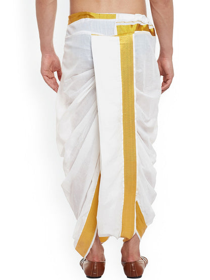 Men White Dhoti Pants with Zari Woven Detail | Traditional Ethnic Wear