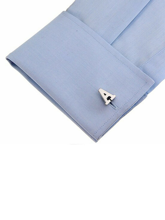 Men's Silver-Toned Alphabet Cufflinks – Personalized Initial Cufflinks for Formal & Casual Wear