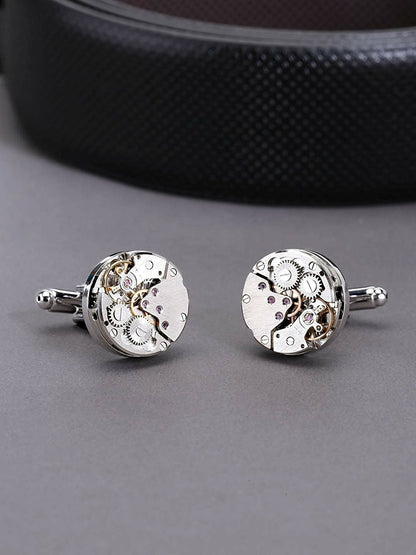 Silver-Toned 316L Stainless Steel Round Formal Cufflinks – Premium Textured Design