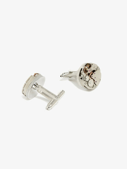 Silver-Toned 316L Stainless Steel Round Formal Cufflinks – Premium Textured Design