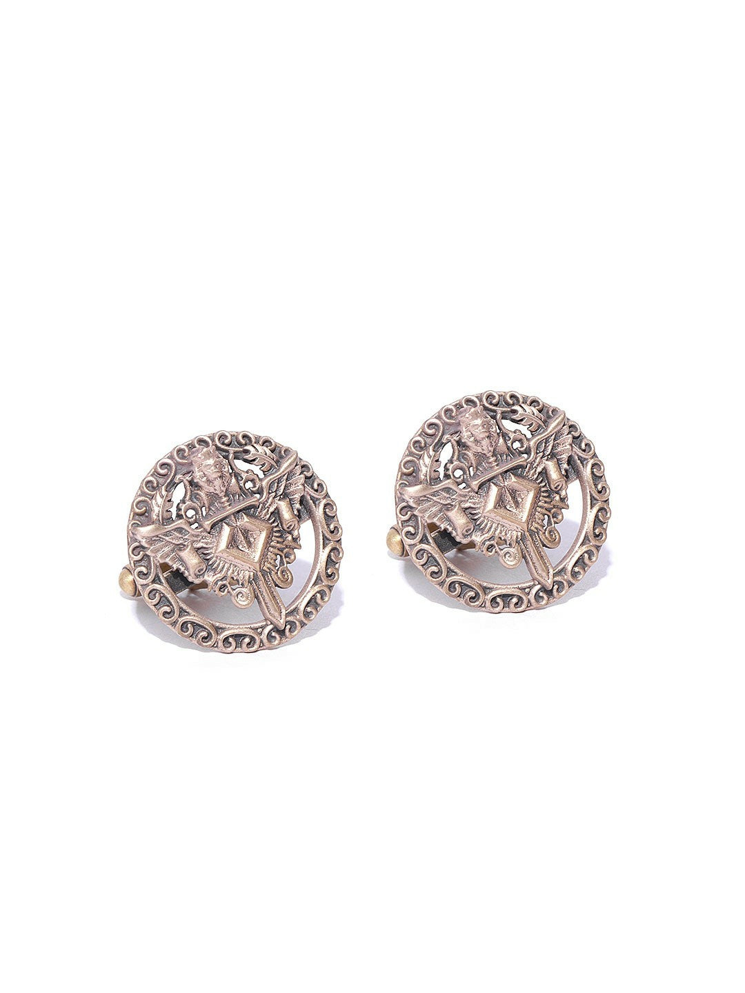 Antique Gold-Toned Knight Lion Shield Cufflinks – Luxury Men’s Accessories