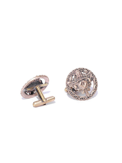 Antique Gold-Toned Knight Lion Shield Cufflinks – Luxury Men’s Accessories